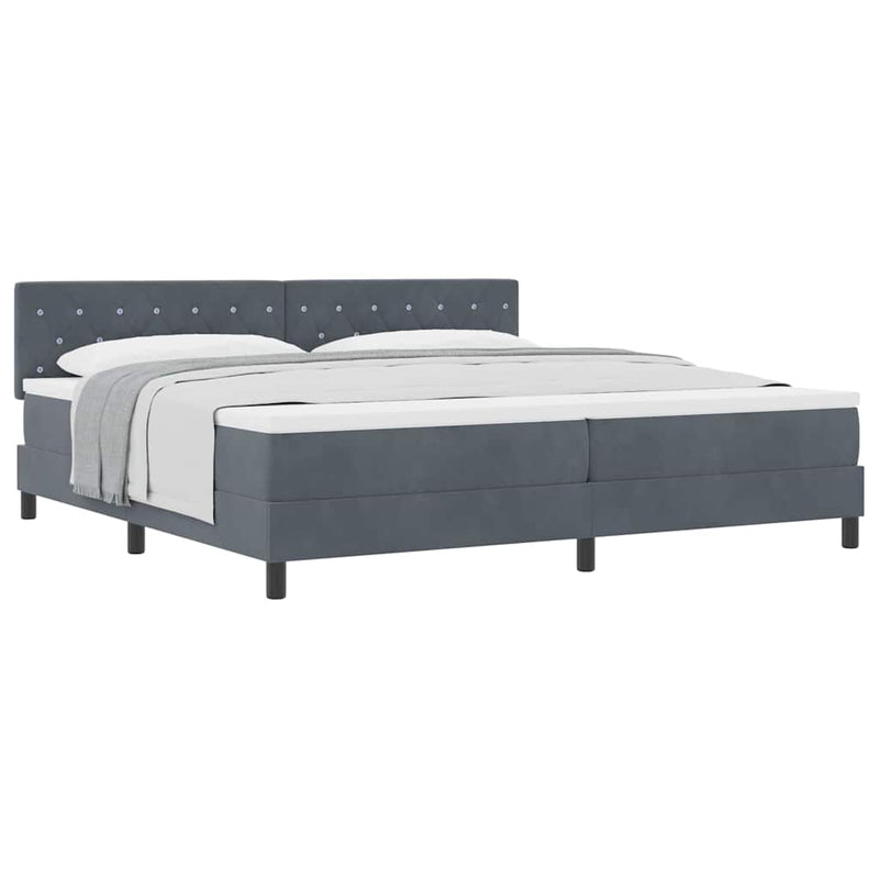 vidaXL Rugós ágy matraccal matracmal Sötétszürke 200 x 200 cm szövet