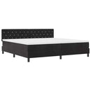 vidaXL Boxrugós ágy matracmal fejtámlával Fekete 200 x 200 cm Bársony
