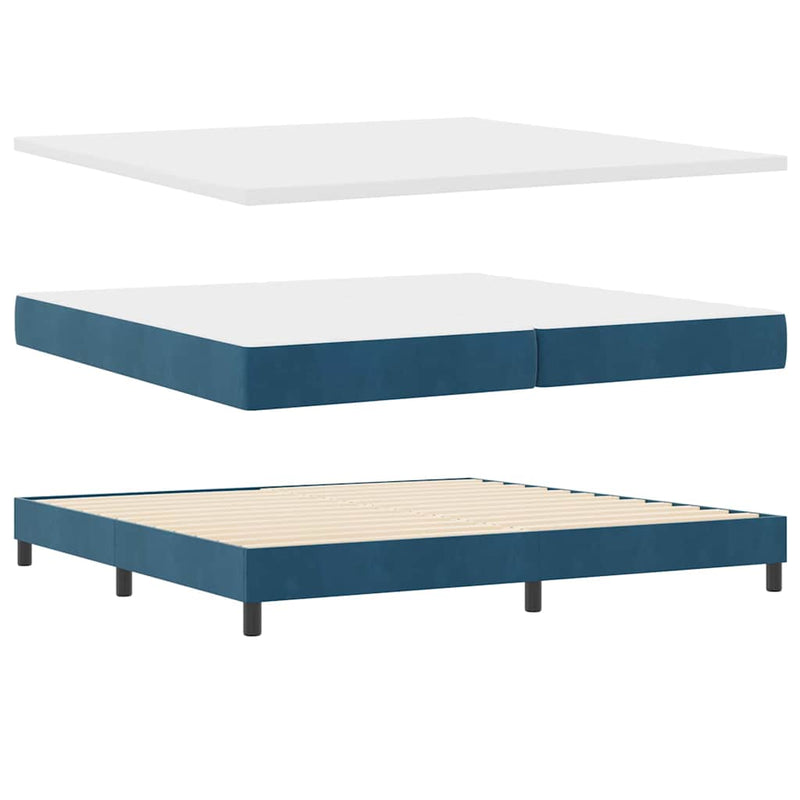 vidaXL Rugós ágy matraccal matracmal Sötétkék 200 x 200 cm szövet