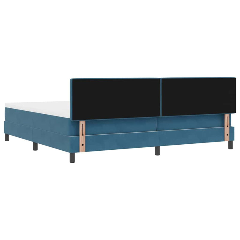 vidaXL Rugós ágy matraccal matracmal Sötétkék 200 x 200 cm szövet