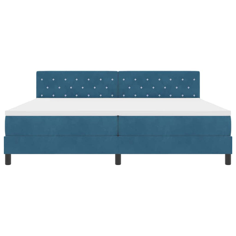 vidaXL Rugós ágy matraccal matracmal Sötétkék 200 x 200 cm szövet