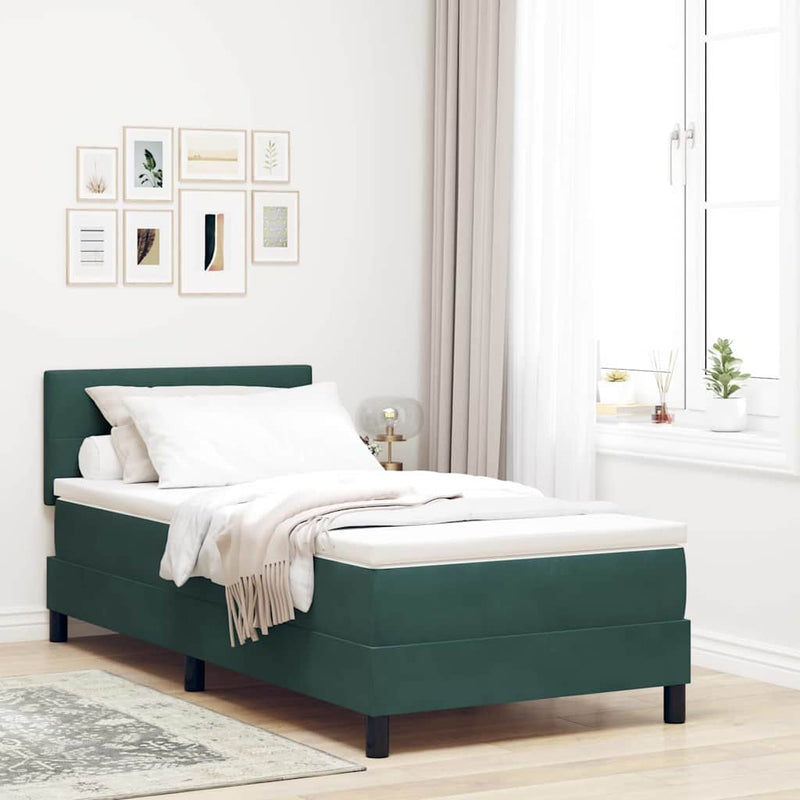 vidaXL Rugós ágy matraccal matracmal Sötétzöld 80 x 200 cm szövet