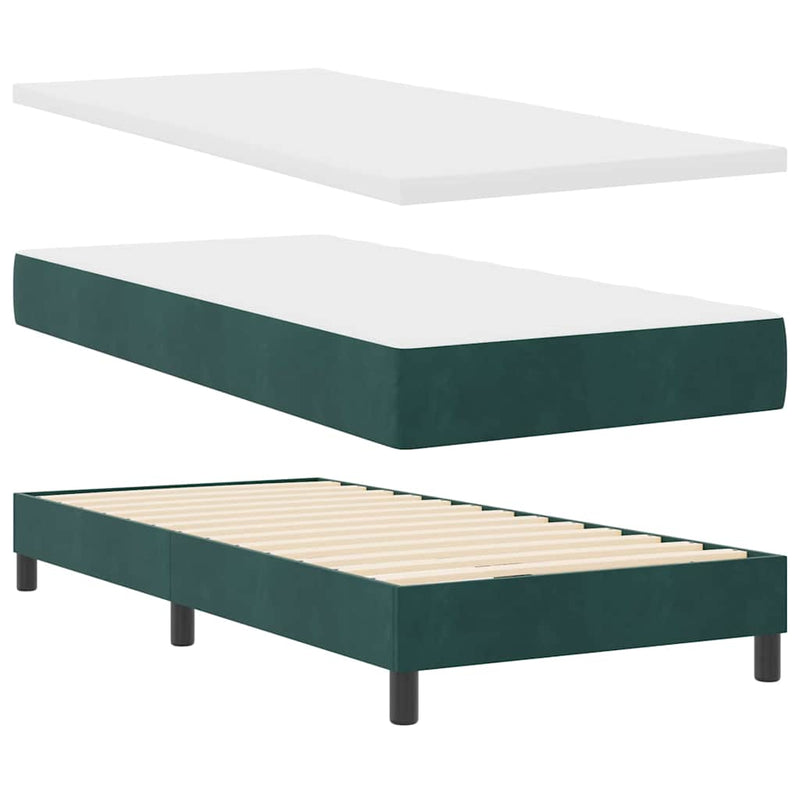 vidaXL Rugós ágy matraccal matracmal Sötétzöld 80 x 200 cm szövet