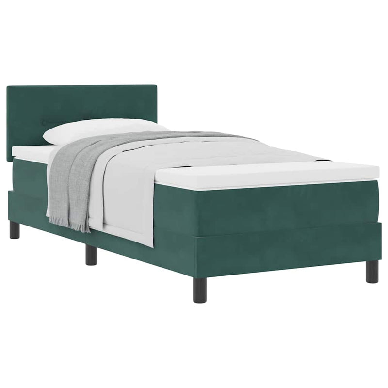 vidaXL Rugós ágy matraccal matracmal Sötétzöld 80 x 200 cm szövet