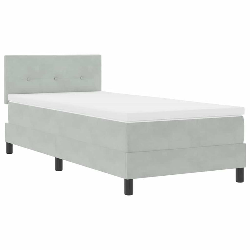 vidaXL Rugós ágy matraccal matracmal Világosszürke 90 x 190 cm szövet