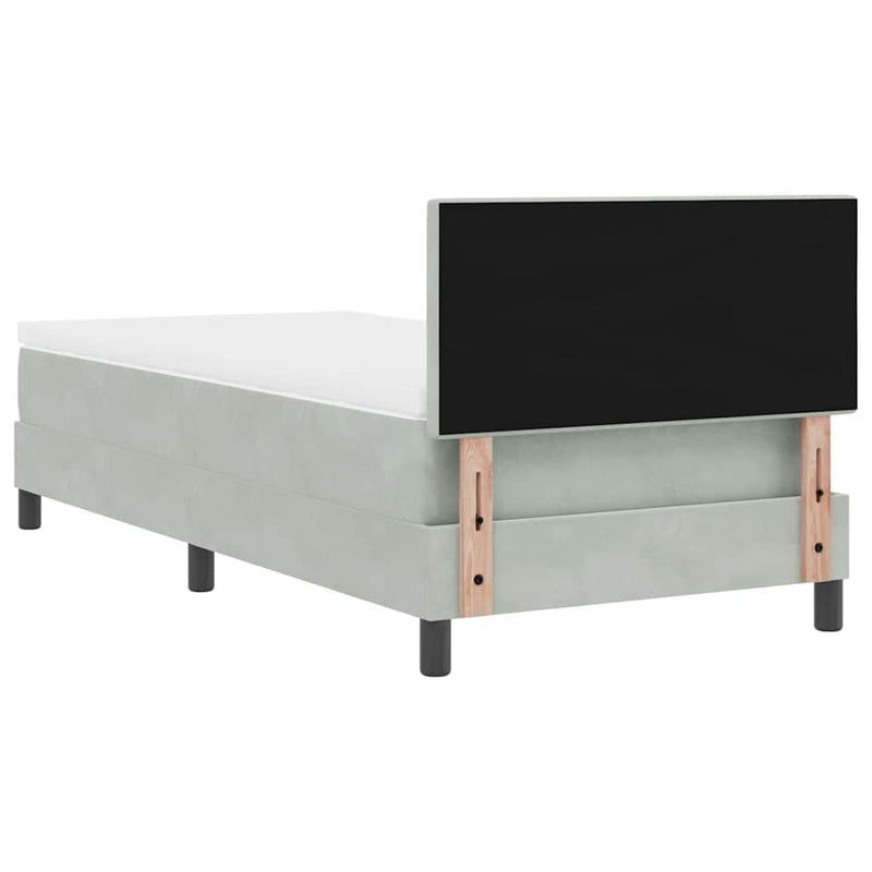 vidaXL Rugós ágy matraccal matracmal Világosszürke 90 x 190 cm szövet