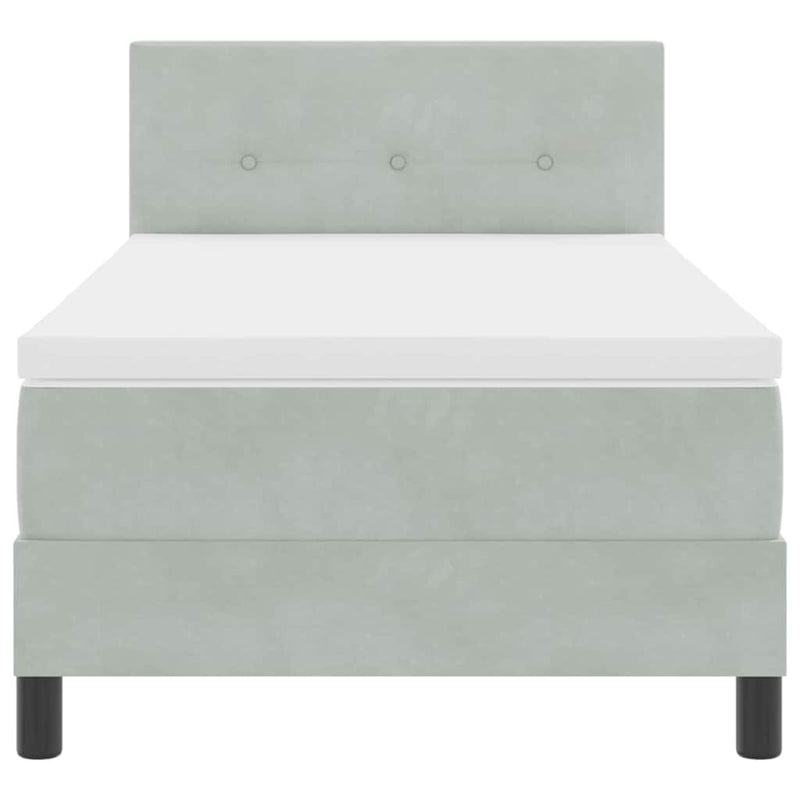 vidaXL Rugós ágy matraccal matracmal Világosszürke 90 x 190 cm szövet