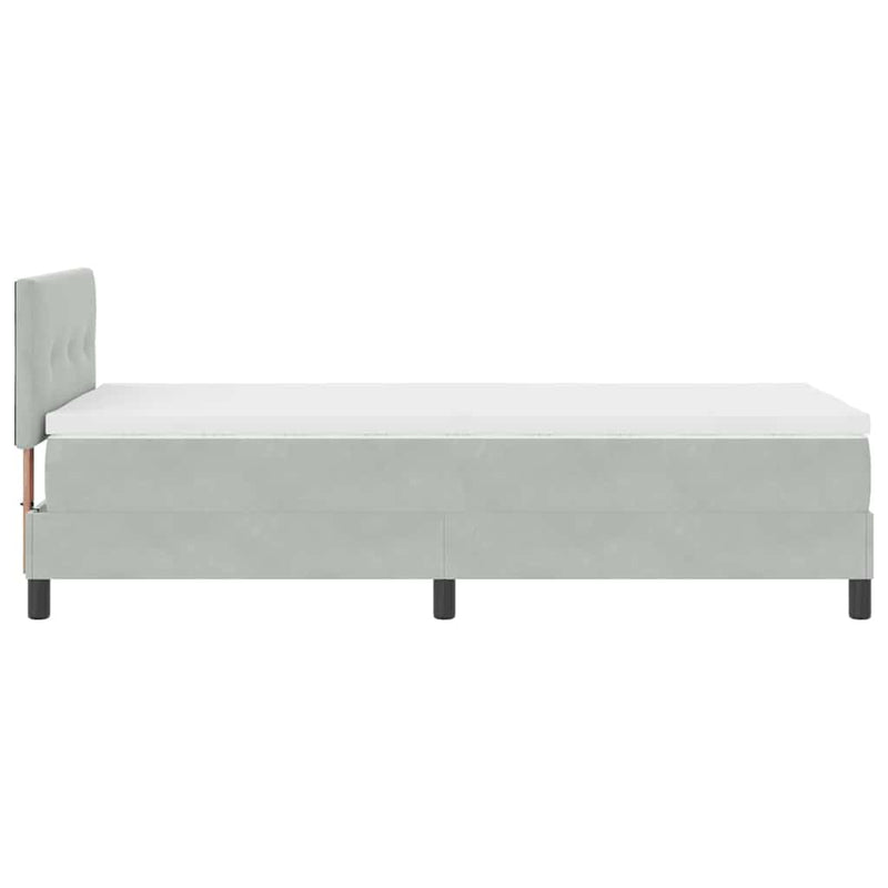 vidaXL Rugós ágy matraccal matracmal Világosszürke 90 x 190 cm szövet