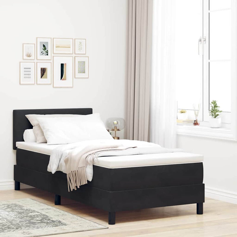 vidaXL Rugós ágy matraccal matracmal Fekete 90 x 190 cm szövet