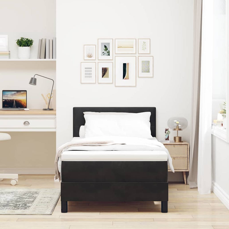 vidaXL Rugós ágy matraccal matracmal Fekete 90 x 190 cm szövet