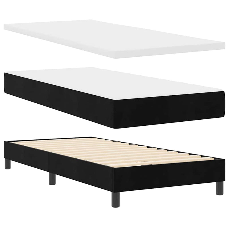 vidaXL Rugós ágy matraccal matracmal Fekete 90 x 190 cm szövet