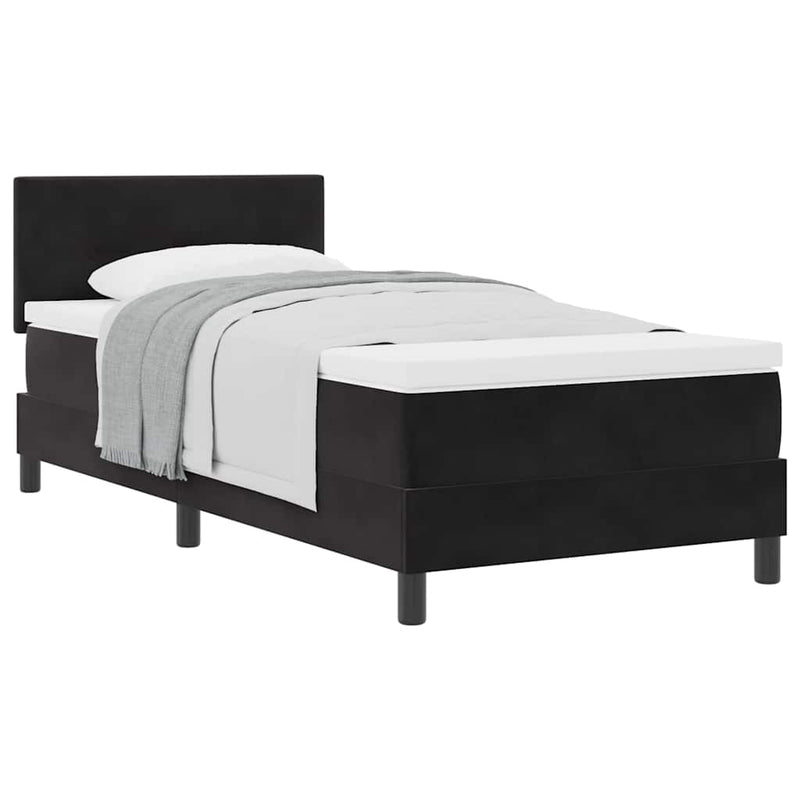 vidaXL Rugós ágy matraccal matracmal Fekete 90 x 190 cm szövet