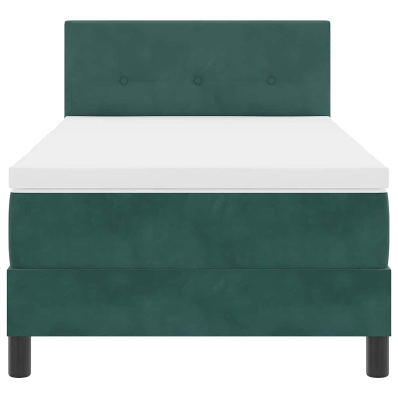 vidaXL Rugós ágy matraccal matracmal Sötétzöld 100 x 200 cm szövet