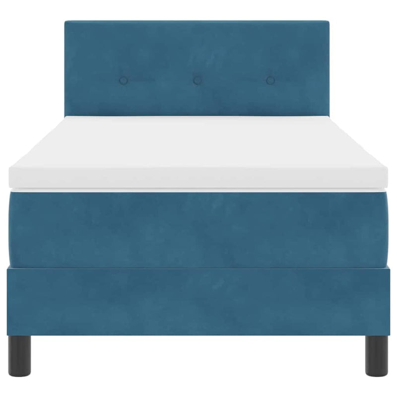 vidaXL Rugós ágy matraccal matracmal Sötétkék 100 x 200 cm szövet