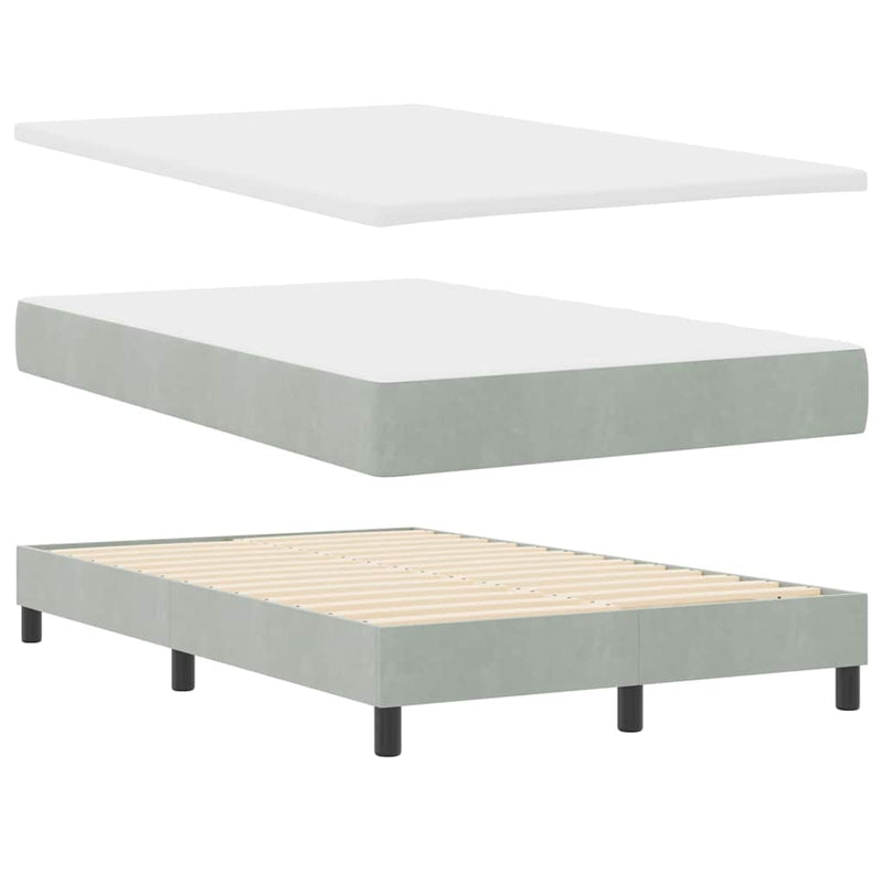 vidaXL Rugós ágy matraccal matracmal Világosszürke 120 x 190 cm szövet