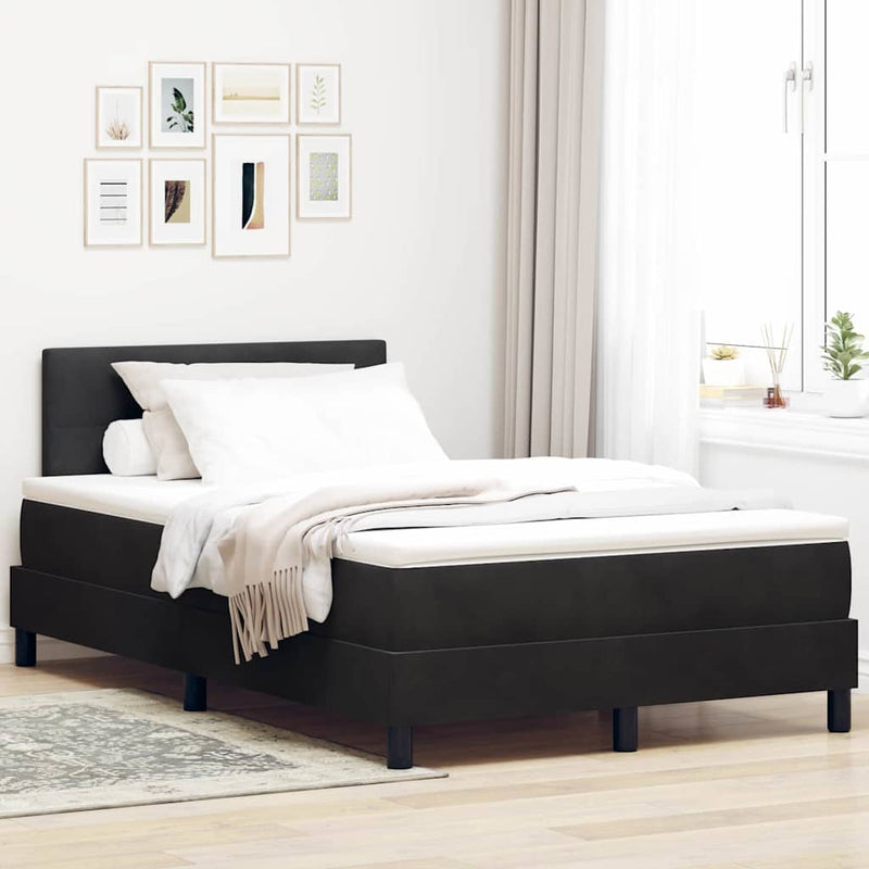 vidaXL Rugós ágy matraccal matracmal Fekete 120 x 190 cm szövet