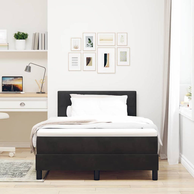 vidaXL Rugós ágy matraccal matracmal Fekete 120 x 190 cm szövet