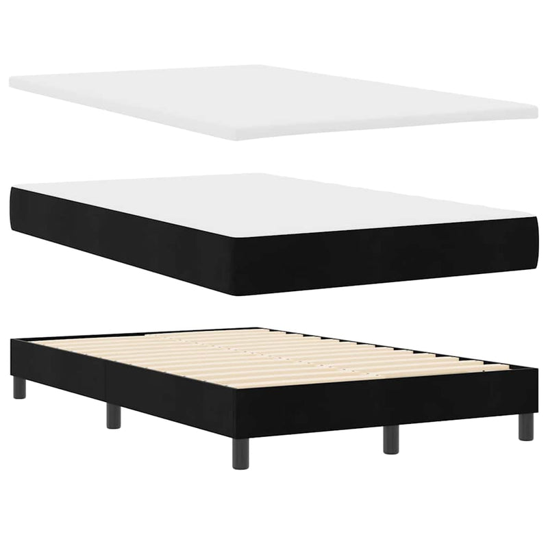 vidaXL Rugós ágy matraccal matracmal Fekete 120 x 190 cm szövet