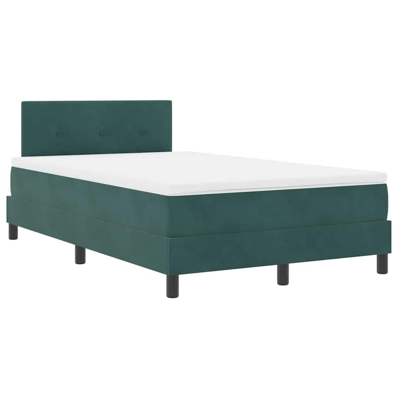 vidaXL Rugós ágy matraccal matracmal Sötétzöld 120 x 190 cm szövet