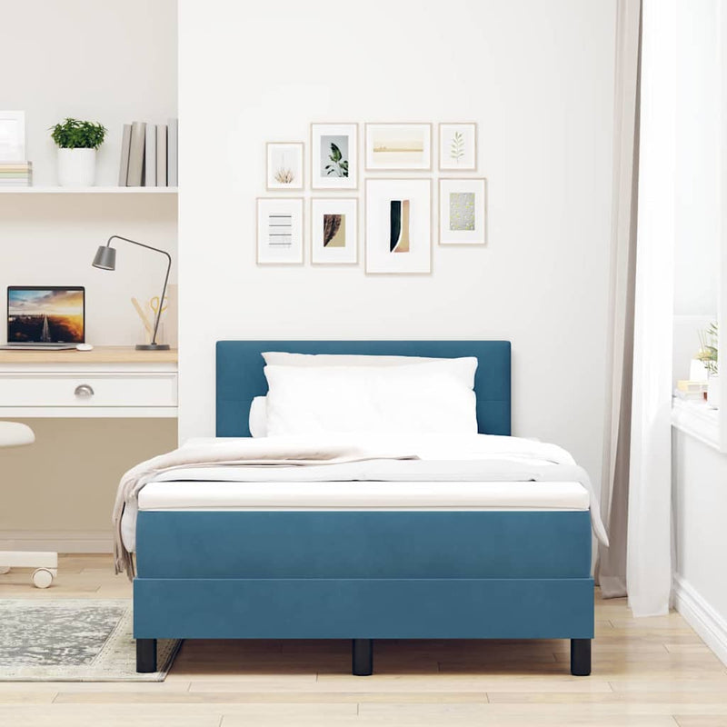 vidaXL Rugós ágy matraccal matracmal Sötétkék 120 x 190 cm szövet