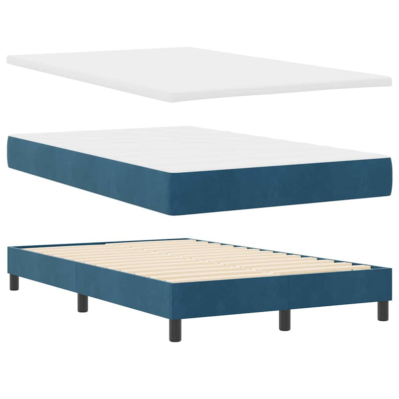 vidaXL Rugós ágy matraccal matracmal Sötétkék 120 x 190 cm szövet