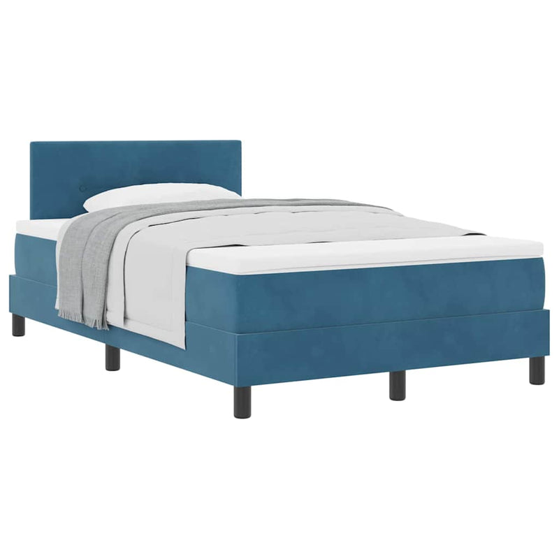 vidaXL Rugós ágy matraccal matracmal Sötétkék 120 x 190 cm szövet