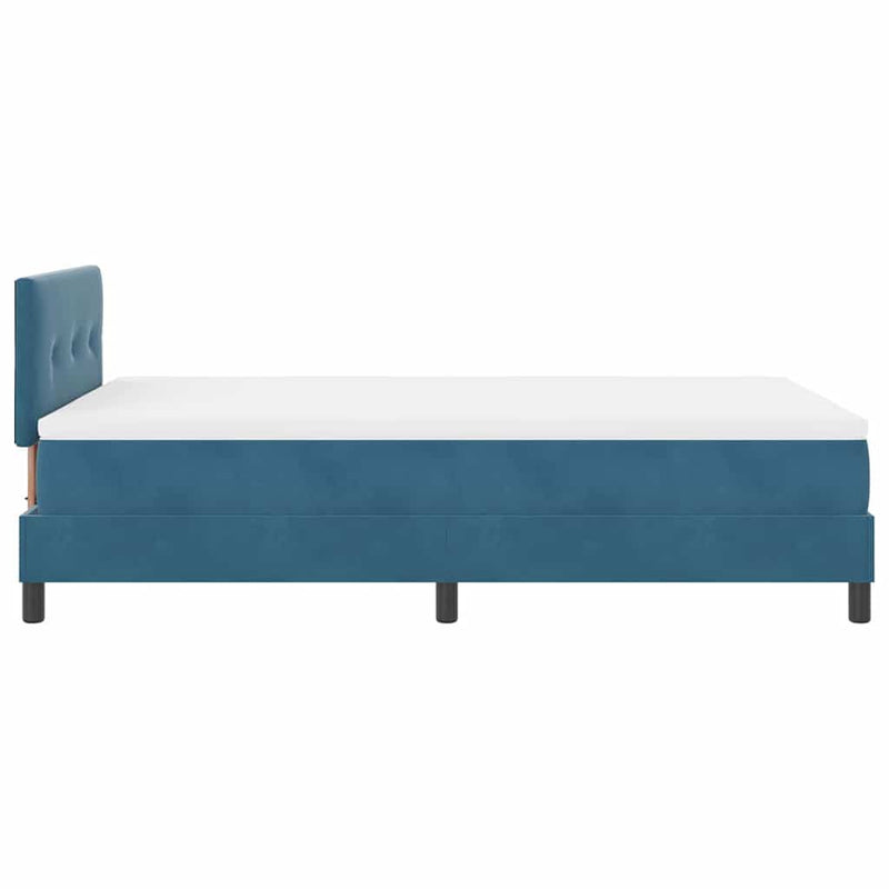 vidaXL Rugós ágy matraccal matracmal Sötétkék 120 x 190 cm szövet
