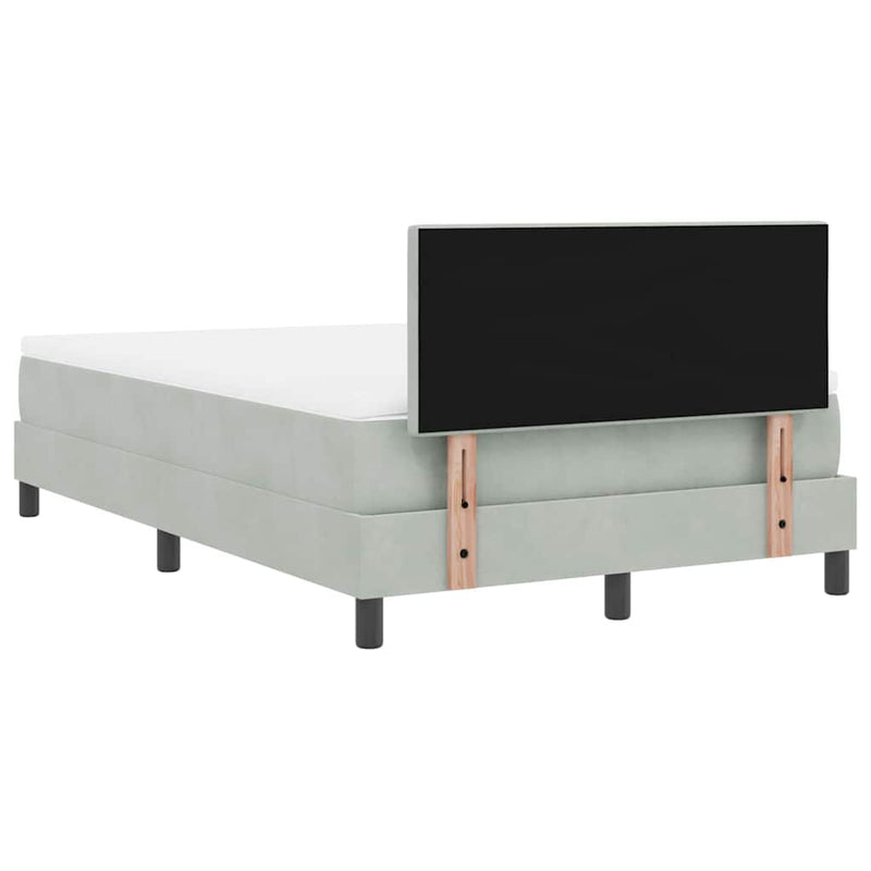 vidaXL Rugós ágy matraccal matracmal Világosszürke 120 x 200 cm szövet