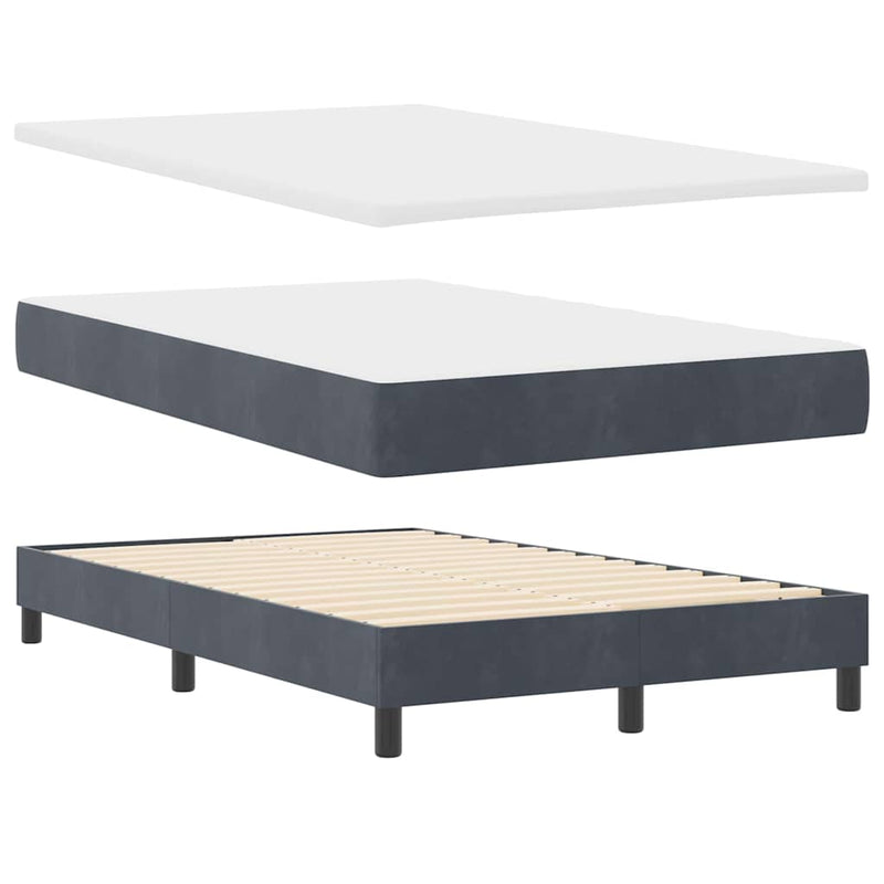 vidaXL Rugós ágy matraccal matracmal Sötétszürke 120 x 200 cm szövet