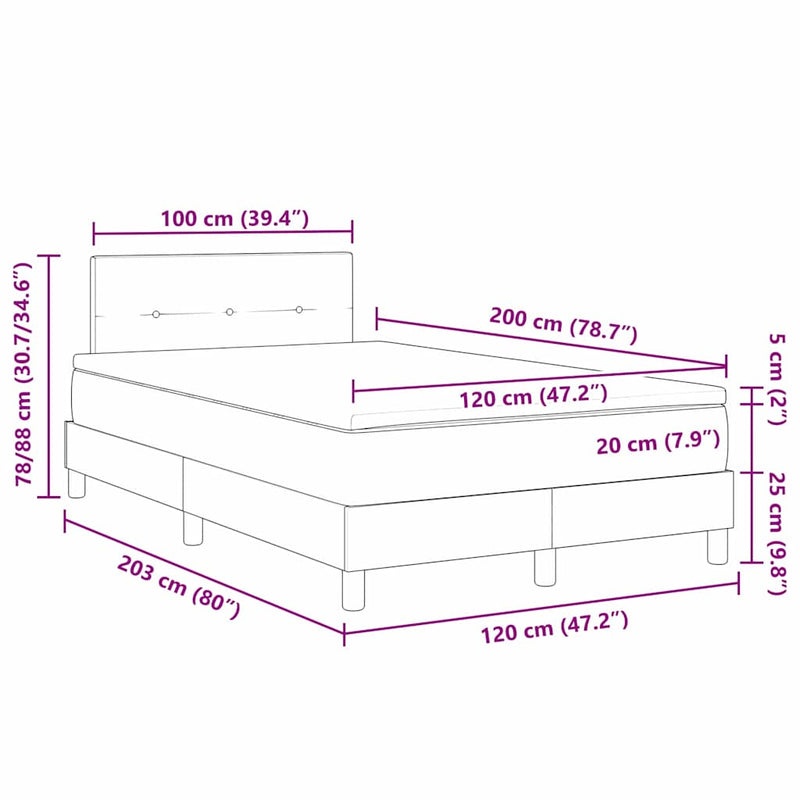vidaXL Rugós ágy matraccal matracmal Sötétzöld 120 x 200 cm szövet