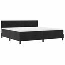 vidaXL Boxrugós ágy fejtámlával Fekete 200 x 200 cm Bársony