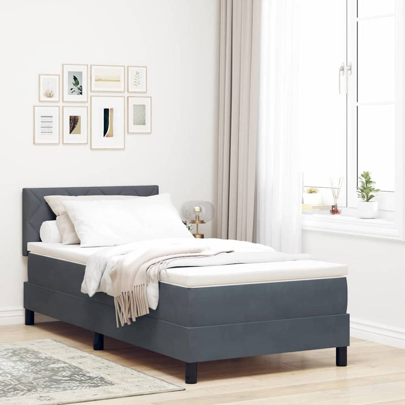 vidaXL Rugós ágy matraccal matracmal Sötétszürke 90 x 190 cm szövet