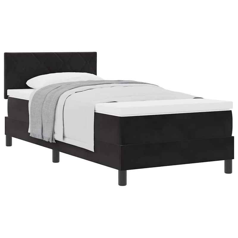 vidaXL Rugós ágy matraccal matracmal Fekete 90 x 190 cm szövet