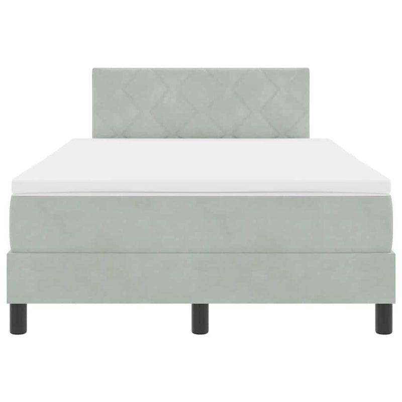 vidaXL Rugós ágy matraccal matracmal Világosszürke 120 x 190 cm szövet