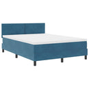vidaXL Boxrugós ágy fejtámlával Sötét kék 140 x 190 cm Bársony