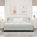 vidaXL Boxrugós ágy matracmal Világosszürke 180 x 200 cm Bársony