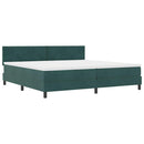 vidaXL Boxrugós ágy fejtámlával Sötétzöld 200 x 200 cm Bársony