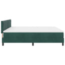 vidaXL Boxrugós ágy fejtámlával Sötétzöld 200 x 200 cm Bársony