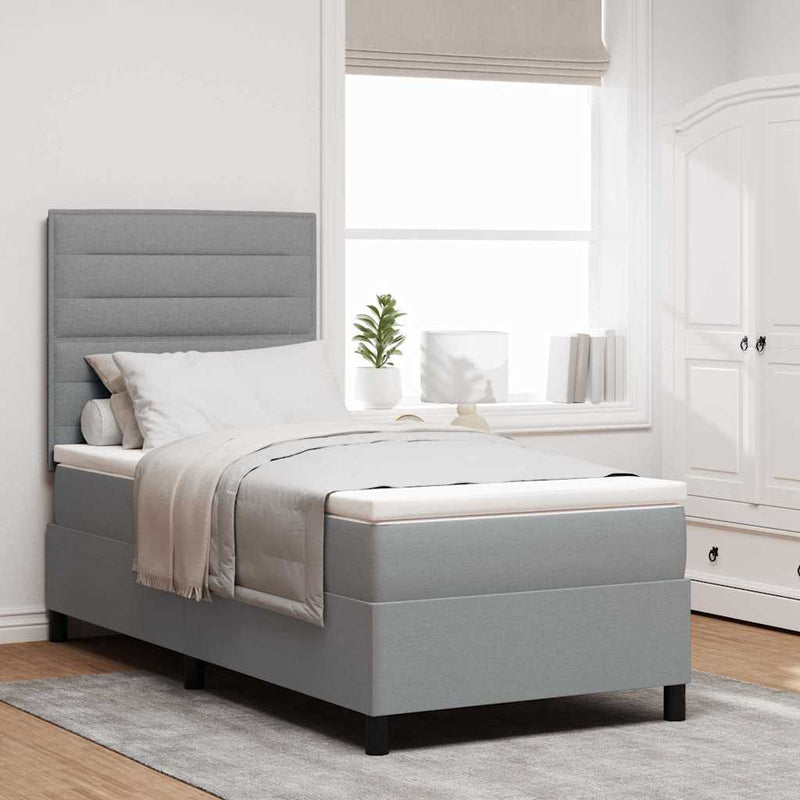 vidaXL Boxrugós ágy matracmal Világosszürke 80 x 200 cm szövet