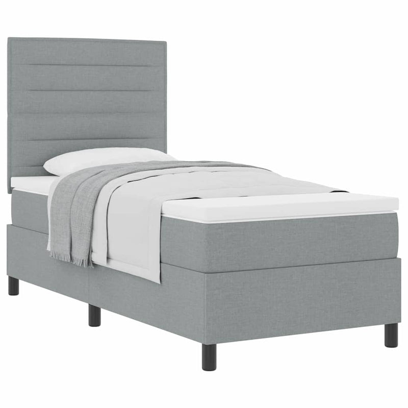 vidaXL Boxrugós ágy matracmal Világosszürke 80 x 200 cm szövet