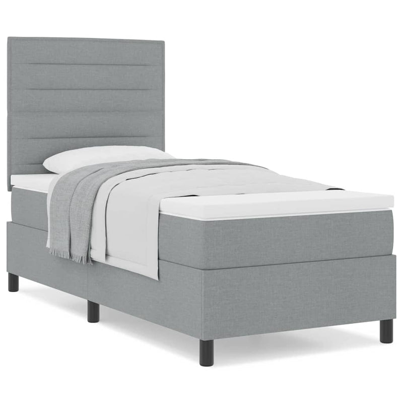 vidaXL Boxrugós ágy matracmal Világosszürke 80 x 200 cm szövet
