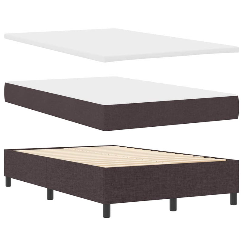 vidaXL Boxrugós ágy matracmal sötétbarna 120 x 190 cm szövet