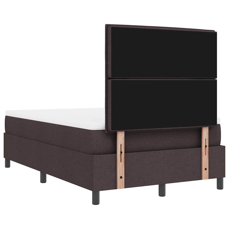 vidaXL Boxrugós ágy matracmal sötétbarna 120 x 190 cm szövet