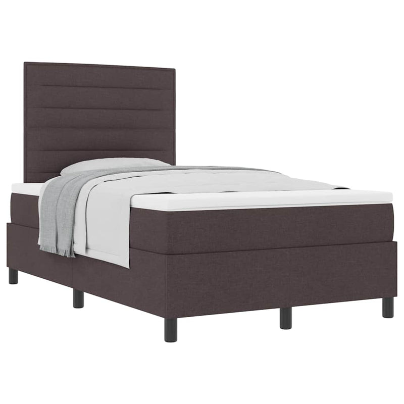 vidaXL Boxrugós ágy matracmal sötétbarna 120 x 190 cm szövet