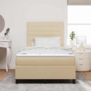 vidaXL Boxrugós ágy matracmal fejtámlával Krém 120 x 190 cm szövet