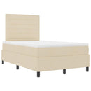 vidaXL Boxrugós ágy matracmal fejtámlával Krém 120 x 190 cm szövet
