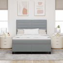 vidaXL Boxrugós ágy matracmal Világosszürke 140 x 190 cm szövet