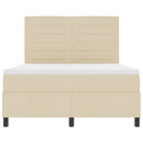 vidaXL Boxrugós ágy matracmal fejtámlával Krém 140 x 190 cm szövet