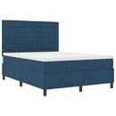 vidaXL Boxrugós ágy matracmal fejtámlával Kék 140 x 190 cm szövet