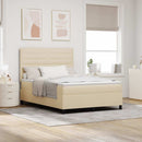 vidaXL Boxrugós ágy matracmal fejtámlával Krém 160 x 200 cm szövet